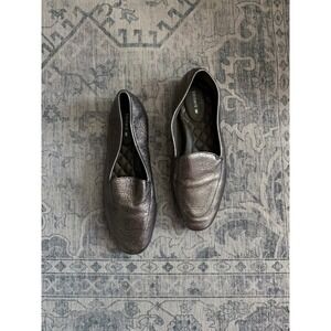 Birdies The Vesper Pewter Leather Metallic Bronze Loafers Slip On Comfort Size 6